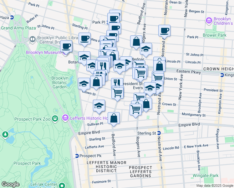 map of restaurants, bars, coffee shops, grocery stores, and more near in Brooklyn