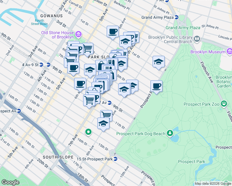 map of restaurants, bars, coffee shops, grocery stores, and more near in Brooklyn