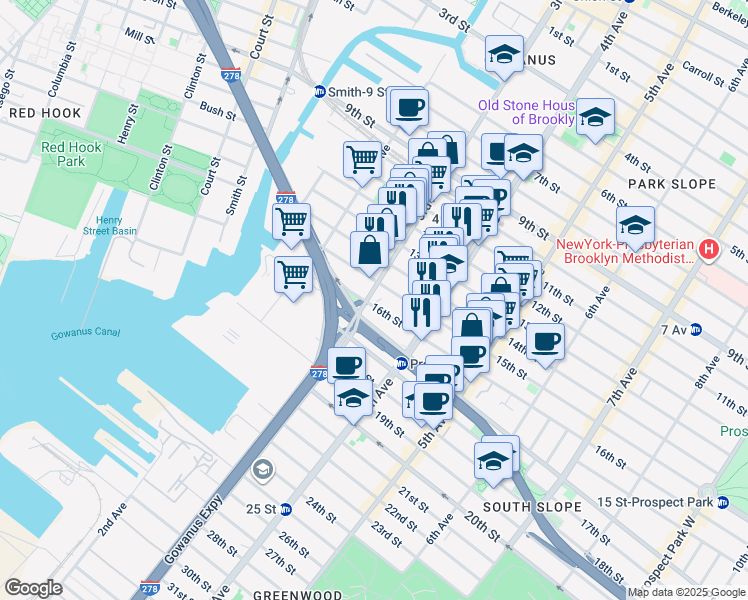 map of restaurants, bars, coffee shops, grocery stores, and more near in Brooklyn