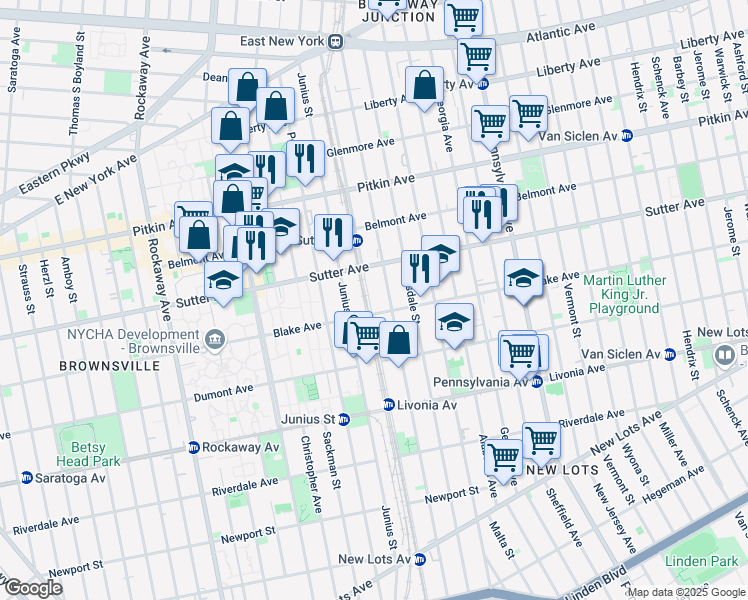 map of restaurants, bars, coffee shops, grocery stores, and more near 292 Snediker Avenue in Brooklyn
