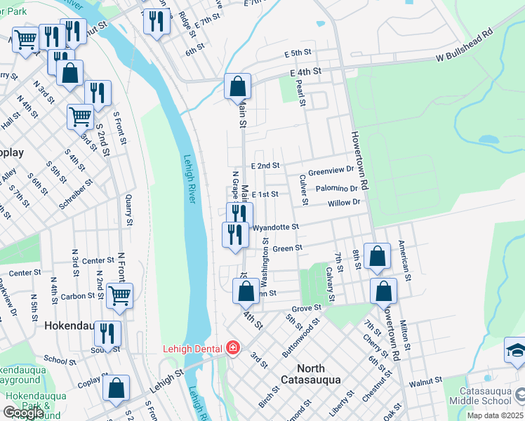 map of restaurants, bars, coffee shops, grocery stores, and more near 22 Washington Avenue in Northampton