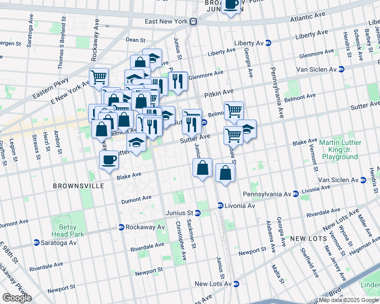 map of restaurants, bars, coffee shops, grocery stores, and more near 259 Powell Street in Brooklyn