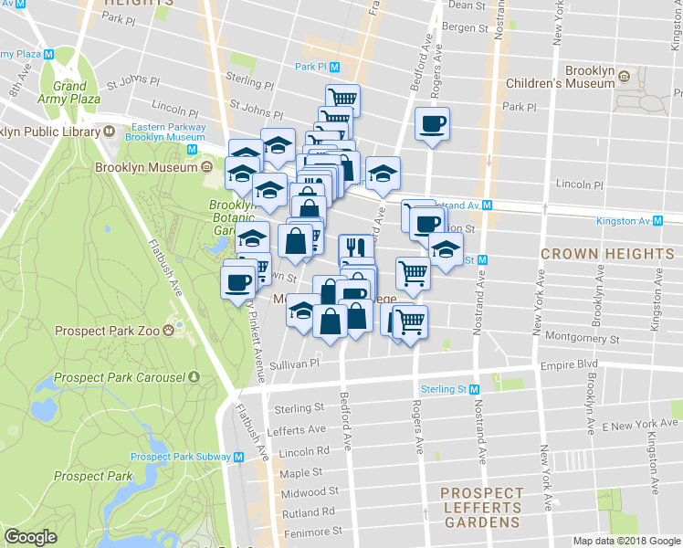 map of restaurants, bars, coffee shops, grocery stores, and more near 991-993 Carroll Street in Brooklyn