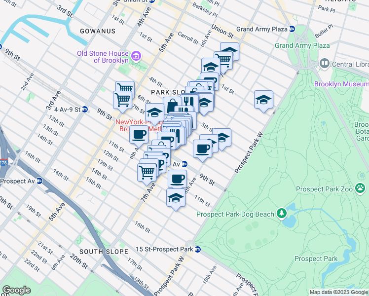 map of restaurants, bars, coffee shops, grocery stores, and more near in Brooklyn