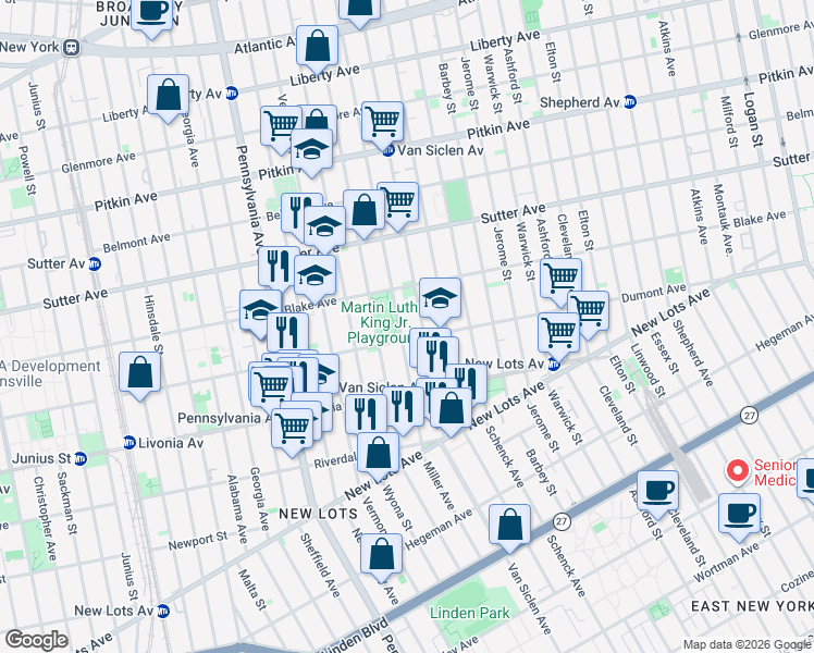 map of restaurants, bars, coffee shops, grocery stores, and more near 517 Miller Avenue in Brooklyn