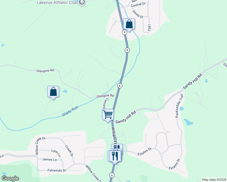 map of restaurants, bars, coffee shops, grocery stores, and more near 6179 William Flinn Highway in Gibsonia