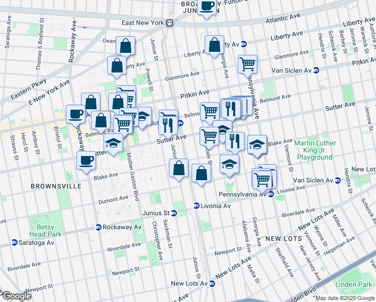 map of restaurants, bars, coffee shops, grocery stores, and more near 292 Snediker Avenue in Brooklyn