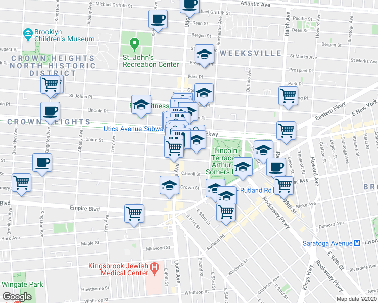 map of restaurants, bars, coffee shops, grocery stores, and more near 1775 Union Street in Brooklyn