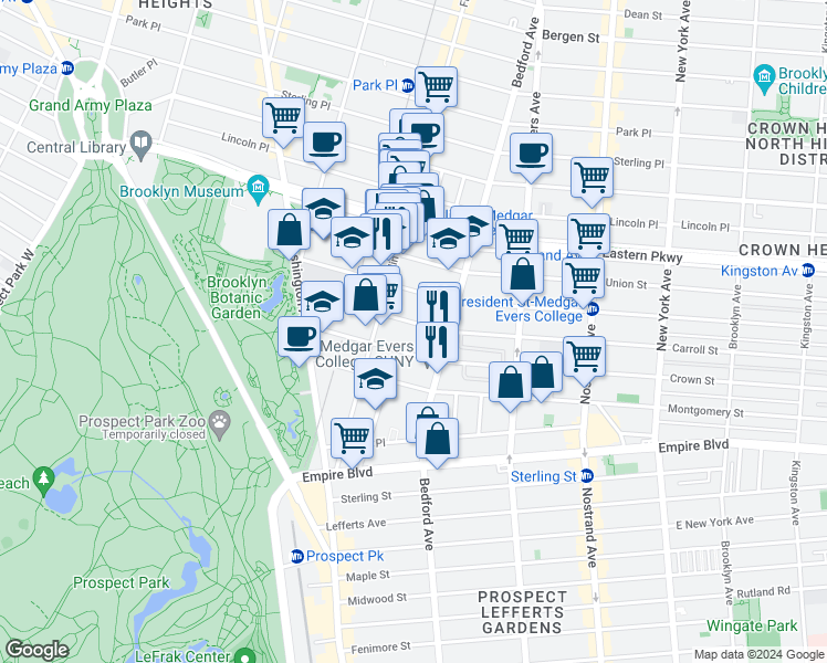map of restaurants, bars, coffee shops, grocery stores, and more near 991-993 Carroll Street in Brooklyn