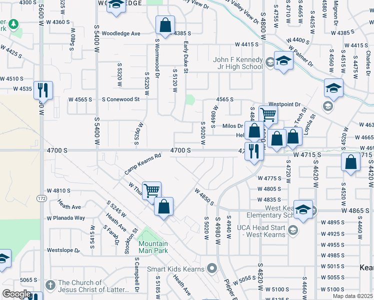 map of restaurants, bars, coffee shops, grocery stores, and more near in West Valley City