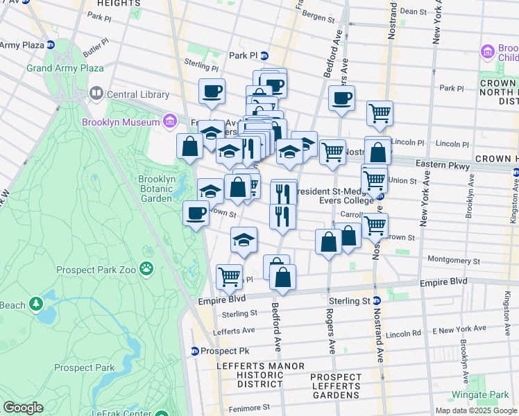 map of restaurants, bars, coffee shops, grocery stores, and more near 991-993 Carroll Street in Brooklyn
