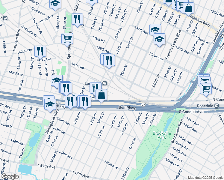 map of restaurants, bars, coffee shops, grocery stores, and more near in Queens