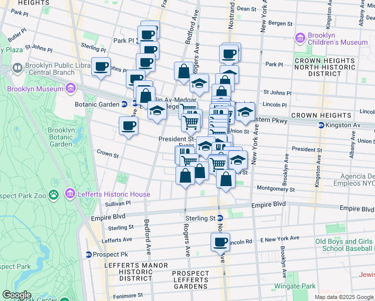 map of restaurants, bars, coffee shops, grocery stores, and more near 1089 Carroll Street in Brooklyn