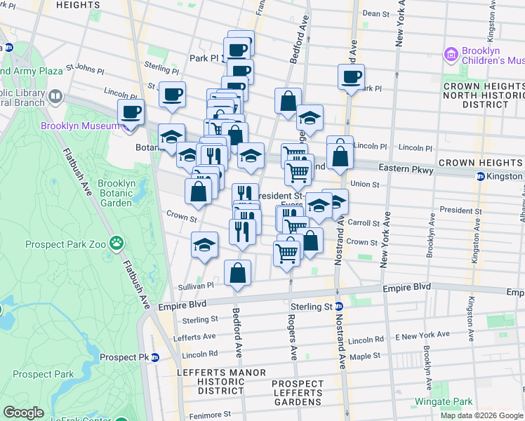 map of restaurants, bars, coffee shops, grocery stores, and more near 1035 Carroll Street in Brooklyn