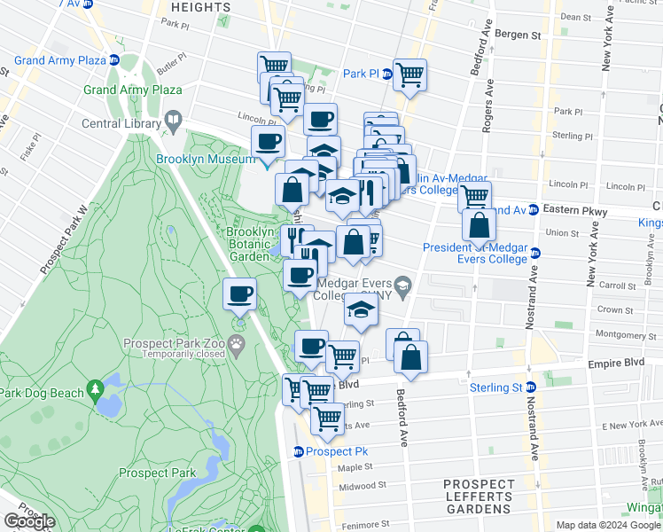 map of restaurants, bars, coffee shops, grocery stores, and more near 93442 Carroll Street in Brooklyn