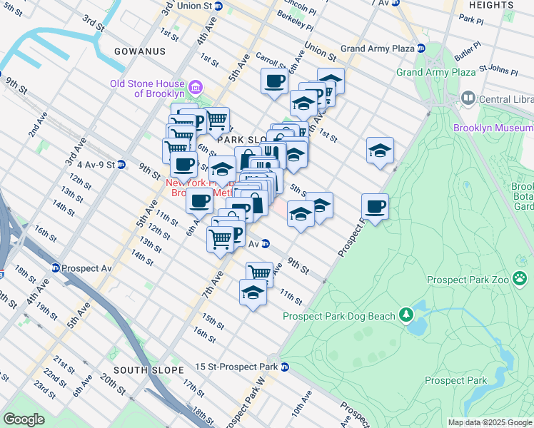 map of restaurants, bars, coffee shops, grocery stores, and more near in Brooklyn