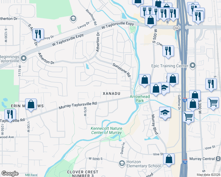 map of restaurants, bars, coffee shops, grocery stores, and more near 4702 South Cathay Circle in Taylorsville