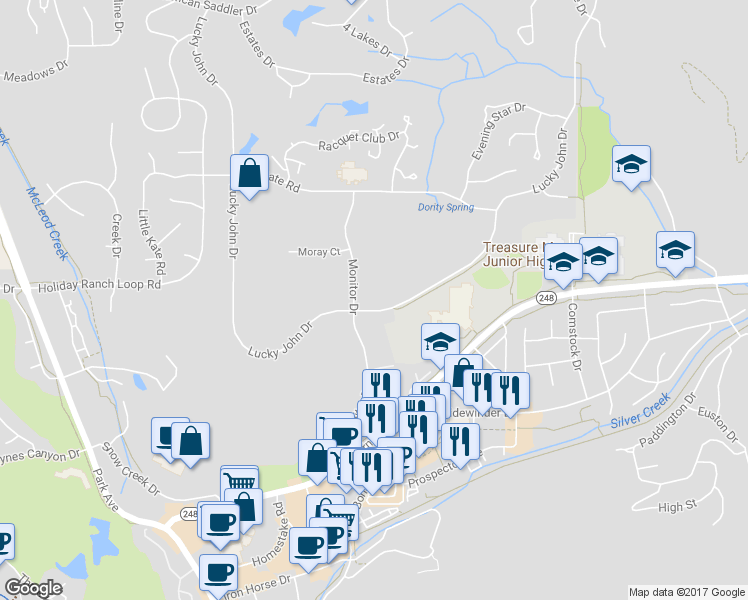 map of restaurants, bars, coffee shops, grocery stores, and more near 1550 Lucky John Drive in Park City