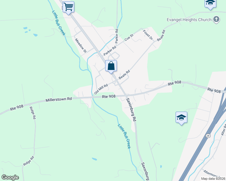 map of restaurants, bars, coffee shops, grocery stores, and more near 358 Old Mill Road in Natrona Heights
