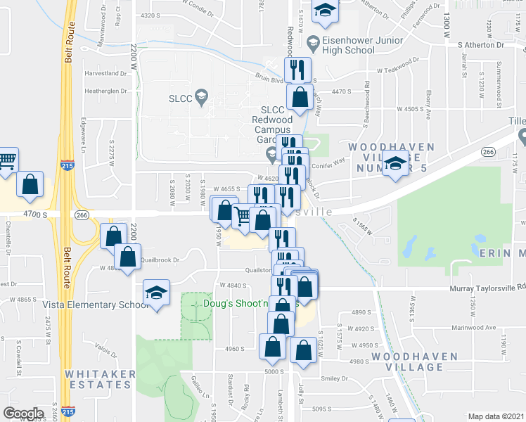 map of restaurants, bars, coffee shops, grocery stores, and more near 1776 West 4700 South in Salt Lake City
