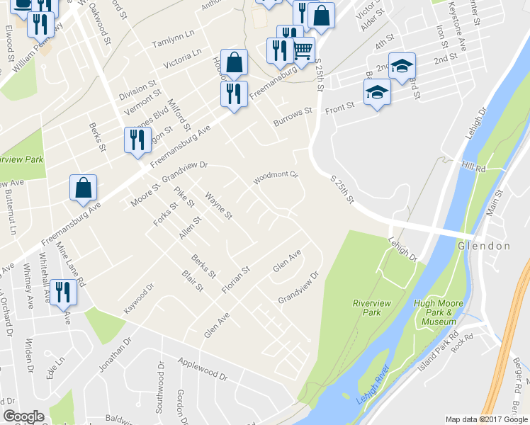 map of restaurants, bars, coffee shops, grocery stores, and more near 1 Pink Rose Lane in Easton