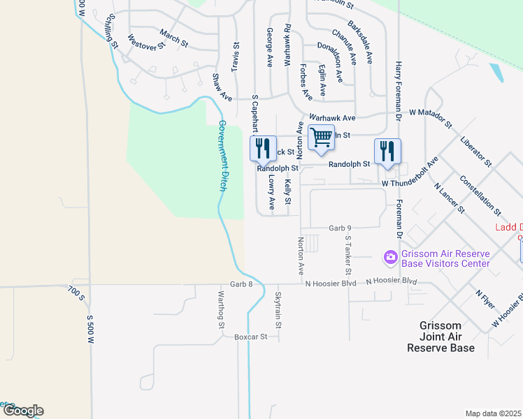 map of restaurants, bars, coffee shops, grocery stores, and more near 2628 South Capehart Avenue in Peru