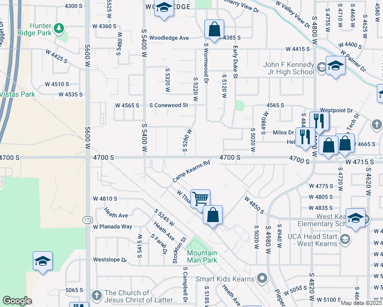 map of restaurants, bars, coffee shops, grocery stores, and more near 4683 South Lemonwood Circle in West Valley City