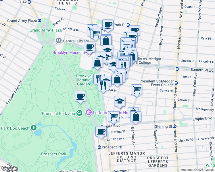 map of restaurants, bars, coffee shops, grocery stores, and more near 93442 Carroll Street in Brooklyn