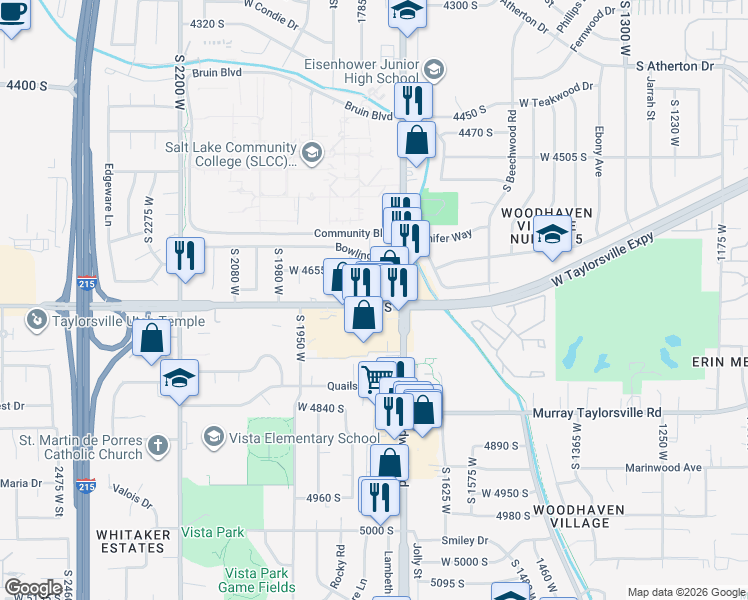 map of restaurants, bars, coffee shops, grocery stores, and more near 1772 4700 South in Salt Lake City