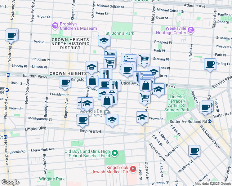 map of restaurants, bars, coffee shops, grocery stores, and more near 1608 Union Street in Brooklyn