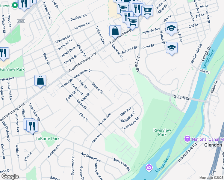 map of restaurants, bars, coffee shops, grocery stores, and more near 13 White Rose Lane in Easton