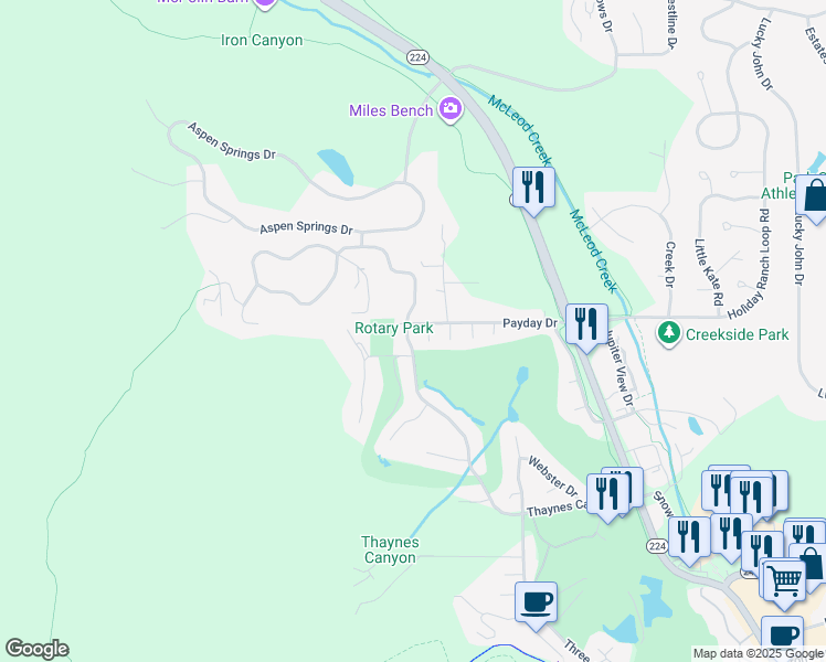 map of restaurants, bars, coffee shops, grocery stores, and more near 33 Payday Drive in Park City