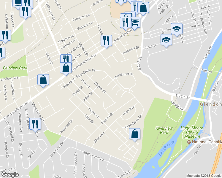 map of restaurants, bars, coffee shops, grocery stores, and more near 24 White Rose Lane in Easton