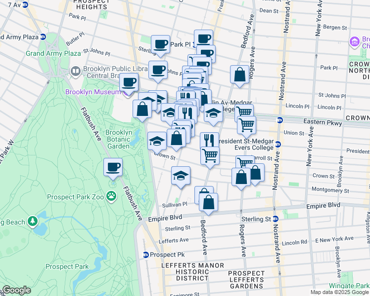 map of restaurants, bars, coffee shops, grocery stores, and more near in Brooklyn
