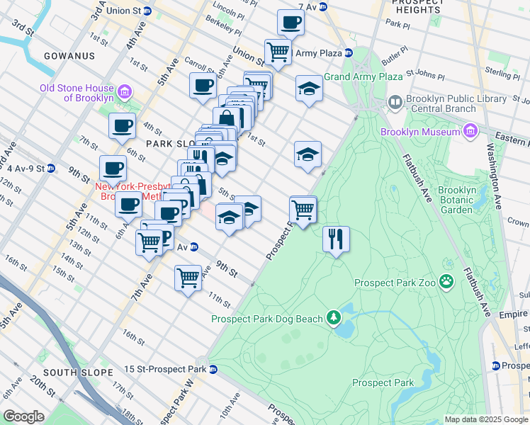 map of restaurants, bars, coffee shops, grocery stores, and more near 564 4th Street in Brooklyn
