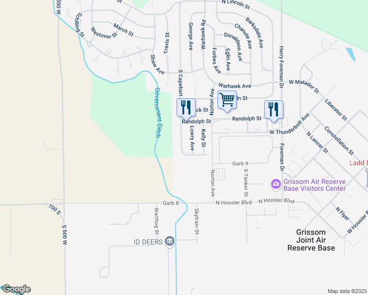 map of restaurants, bars, coffee shops, grocery stores, and more near 2628 South Capehart Avenue in Peru
