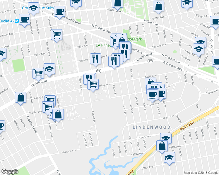 map of restaurants, bars, coffee shops, grocery stores, and more near 601 Emerald Street in Brooklyn
