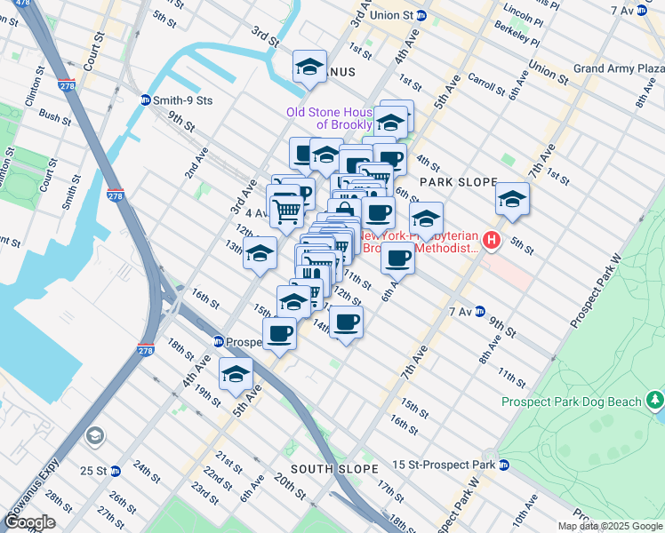 map of restaurants, bars, coffee shops, grocery stores, and more near in Brooklyn