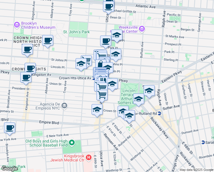 map of restaurants, bars, coffee shops, grocery stores, and more near 1775 Union Street in Brooklyn