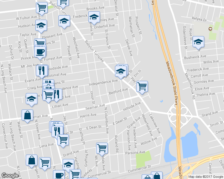 map of restaurants, bars, coffee shops, grocery stores, and more near 77 Sagamore Street in Freeport