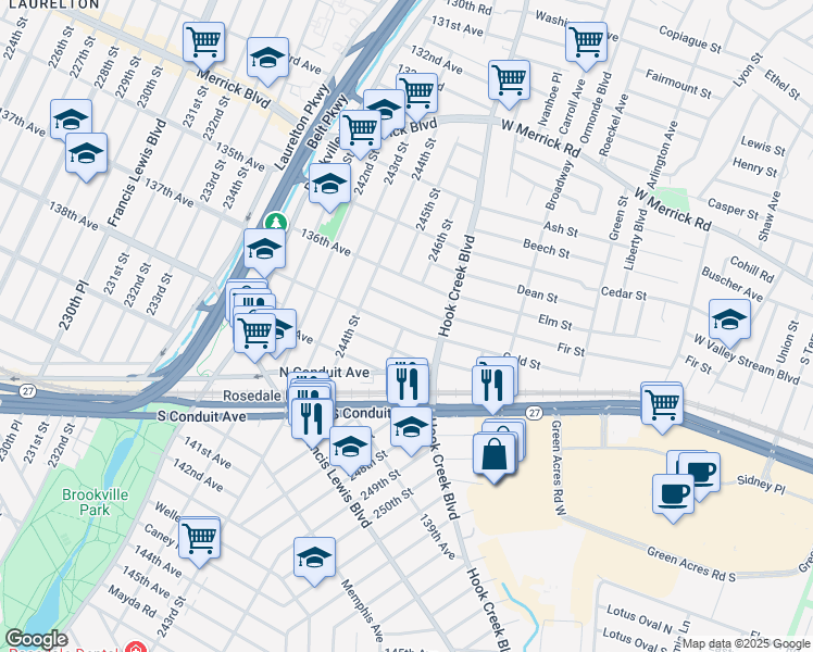 map of restaurants, bars, coffee shops, grocery stores, and more near 246-7 137th Avenue in Queens