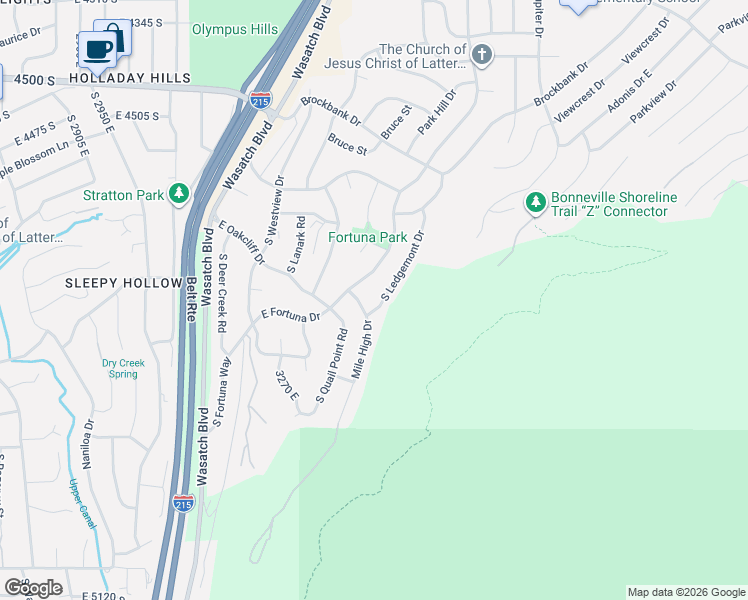 map of restaurants, bars, coffee shops, grocery stores, and more near 3409 Mile High Drive in Salt Lake City