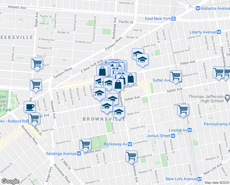 map of restaurants, bars, coffee shops, grocery stores, and more near 155 Chester Street in Brooklyn