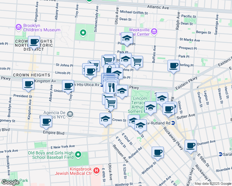 map of restaurants, bars, coffee shops, grocery stores, and more near 1775 Union Street in Brooklyn