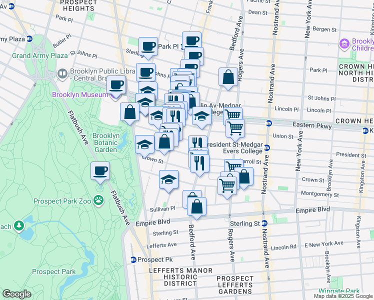 map of restaurants, bars, coffee shops, grocery stores, and more near 991-993 Carroll Street in Brooklyn