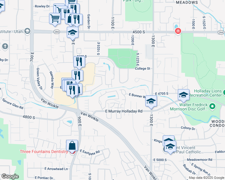 map of restaurants, bars, coffee shops, grocery stores, and more near 4557 Woodduck Lane in Salt Lake City