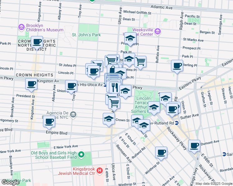 map of restaurants, bars, coffee shops, grocery stores, and more near 1775 Union Street in Brooklyn