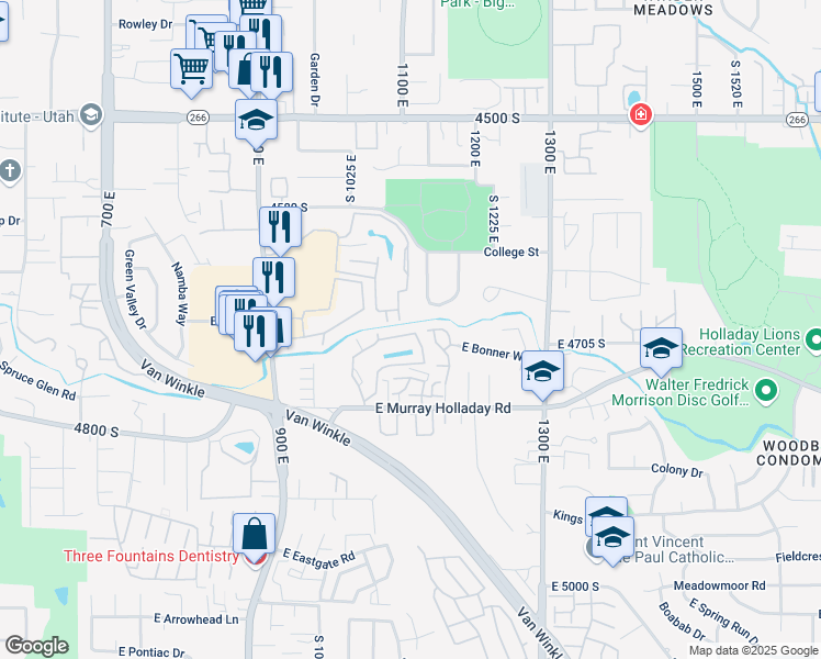map of restaurants, bars, coffee shops, grocery stores, and more near 4557 Woodduck Lane in Salt Lake City