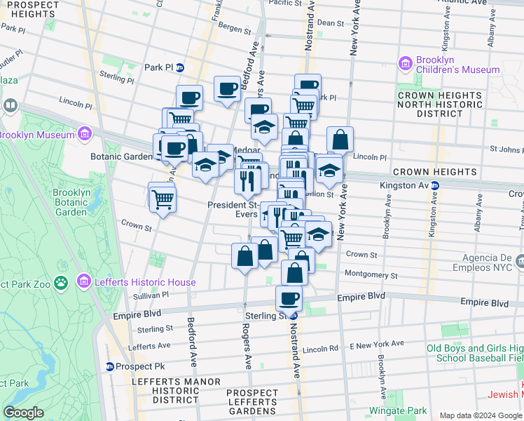map of restaurants, bars, coffee shops, grocery stores, and more near in Brooklyn