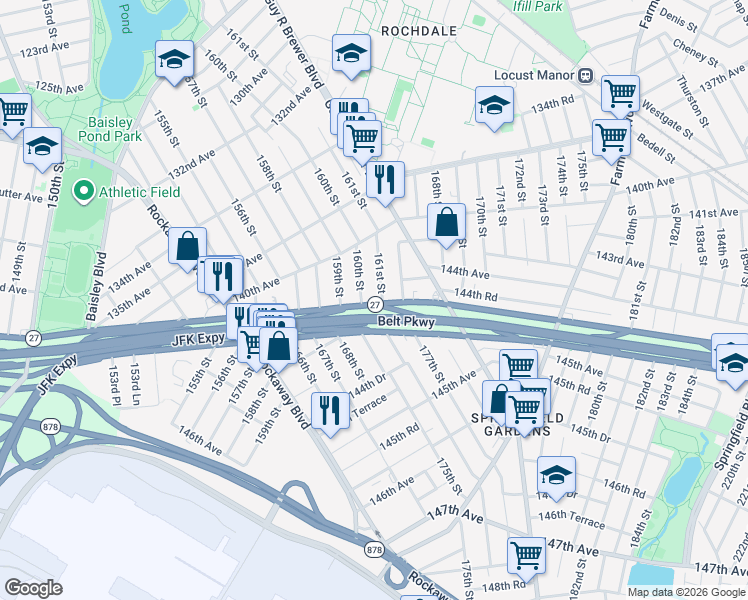 map of restaurants, bars, coffee shops, grocery stores, and more near in Queens